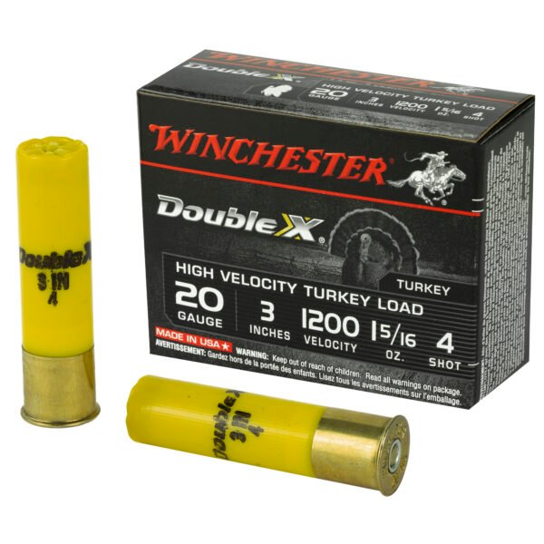 Winchester Ammunition, Double X High Velocity, Turkey, 20 Gauge, 3", #4, 1 5/16oz, 10 Round Box