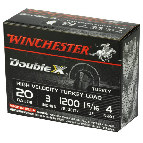 Winchester Ammunition, Double X High Velocity, Turkey, 20 Gauge, 3", #4, 1 5/16oz, 10 Round Box