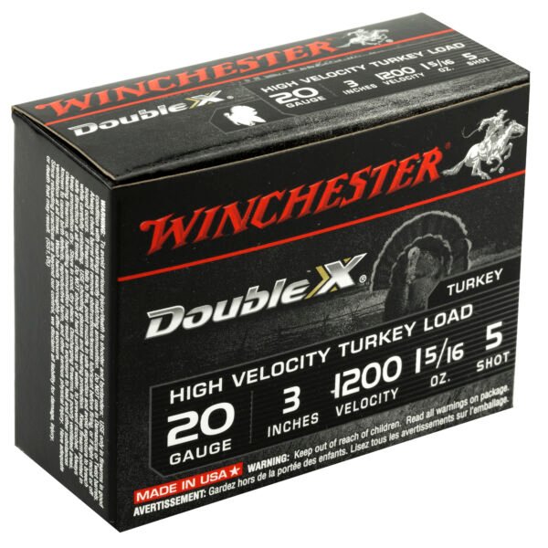 Winchester Ammunition, Double X High Velocity, Turkey, 20 Gauge, 3", #5, 1-5/16 oz., Shotshell, 10 Round Box