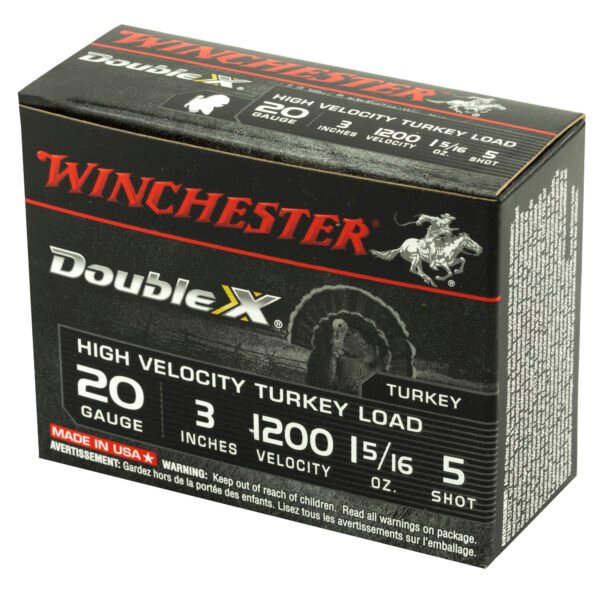 Winchester Ammunition, Double X High Velocity, Turkey, 20 Gauge, 3", #5, 1-5/16 oz., Shotshell, 10 Round Box