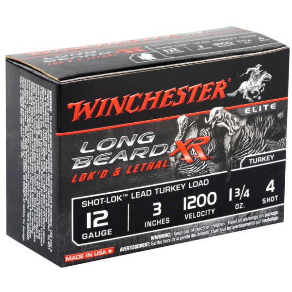 Winchester Ammunition, Long Beard XR, 12 Gauge, 3" Chamber, #4, 1.75 oz, Shotshell Shot-Lok with Lead Shot, 10 Round Box