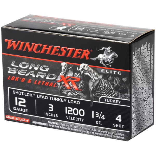 Winchester Ammunition, Long Beard XR, 12 Gauge, 3" Chamber, #4, 1.75 oz, Shotshell Shot-Lok with Lead Shot, 10 Round Box