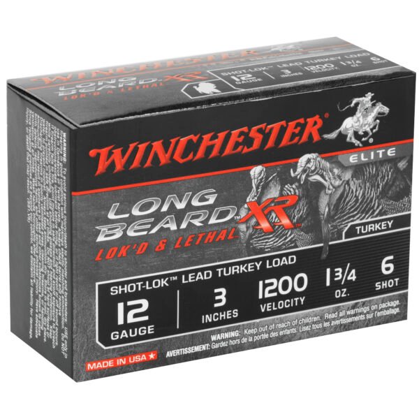 Winchester Ammunition, Long Beard XR, 12 Gauge, 3" Chamber, #6, 1.75 oz, Shotshell Shot-Lok with Lead Shot, 10 Round Box