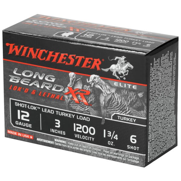 Winchester Ammunition, Long Beard XR, 12 Gauge, 3" Chamber, #6, 1.75 oz, Shotshell Shot-Lok with Lead Shot, 10 Round Box