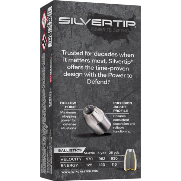 Winchester Ammunition, Silvertip, 32 Auto, 60 Grain, Jacketed Hollow Point