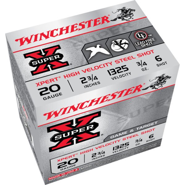 Winchester Ammunition, Xpert, 20 Gauge, 2.75", #6, 3/4 oz., Steel Shot