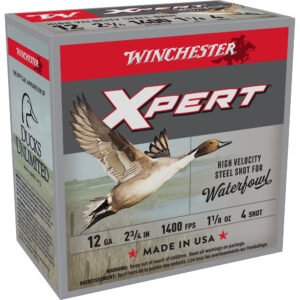 Winchester Ammunition, XPERT STEEL, HIGH VELOCITY, 12 Gauge 2.75", #4, 1 1/8 oz, Steel Shot