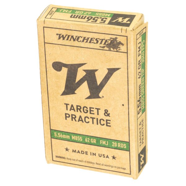 Winchester Ammunition, M855, 5.56 NATO, 62 Grain, Full Metal Jacket, Green Tip