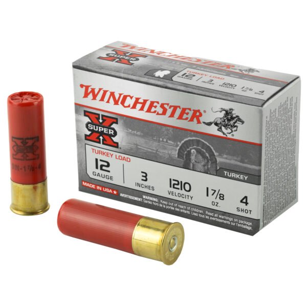 Winchester Ammunition, Super-X, 12 Gauge, 3", #4, 1.875 oz., Shotshell, 10 Round Box