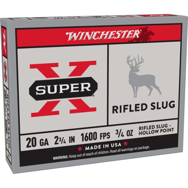 Winchester Ammunition, Super-X, 20 Gauge, 2.75", 0.75 oz., Slug, 5 Round Box