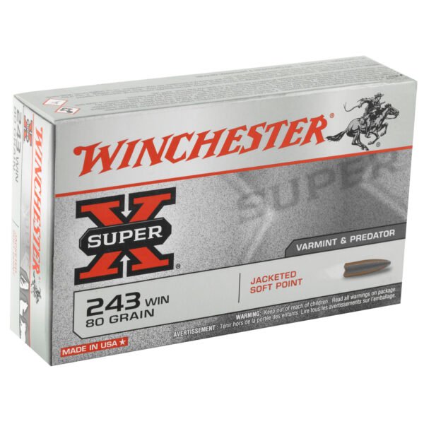 Winchester Ammunition, Super-X, 243 Winchester, 80 Grain, Jacketed Soft Point