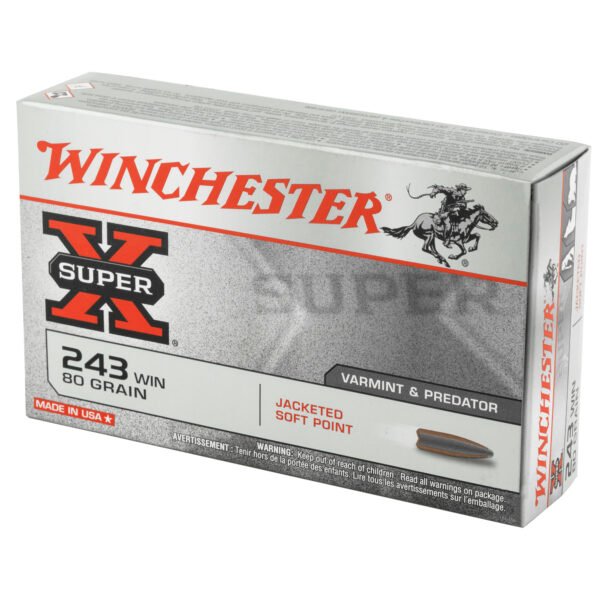 Winchester Ammunition, Super-X, 243 Winchester, 80 Grain, Jacketed Soft Point
