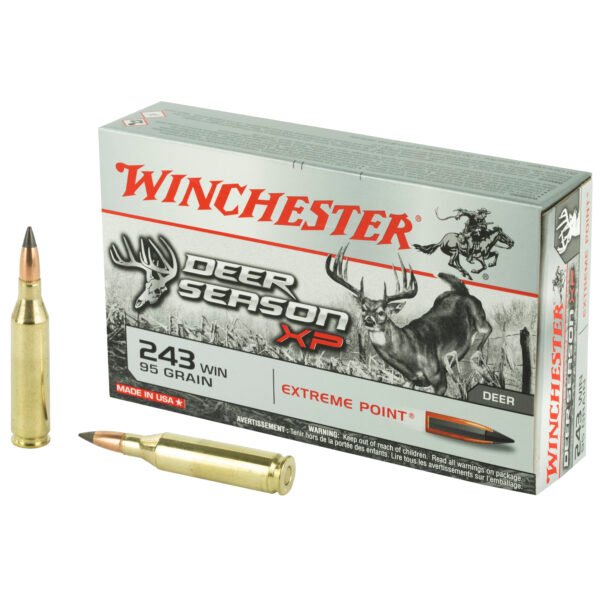 Winchester Ammunition, Deer Season, 243 Win, 95 Grain, Extreme Point Polymer Tip