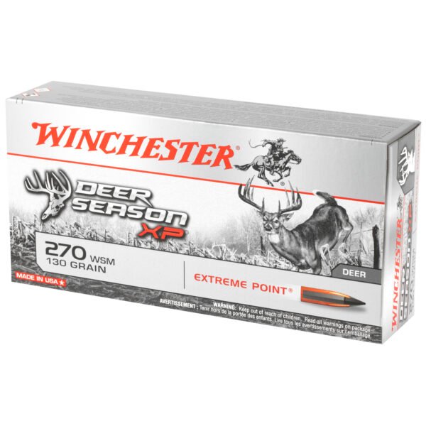 WNX270SDS_3_HR Winchester Ammunition, Deer Season, 270 WSM, 130 Grain, Extreme Point Polymer Tip, 20 Round Box
