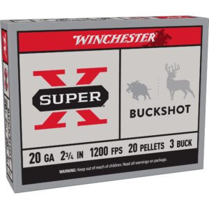 WNXB203_1_HR Winchester Ammunition, Super-X, 20 Gauge, 2.75", 3 Buck, Buckshot, 20 Pellets