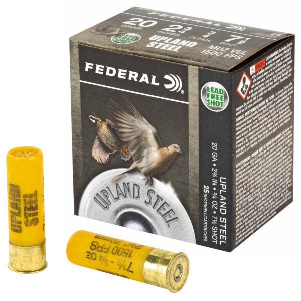 Federal, Upland Steel, 20 Gauge 2.75", #7.5 , 7/8 oz., Steel Shot, 25 Round Box