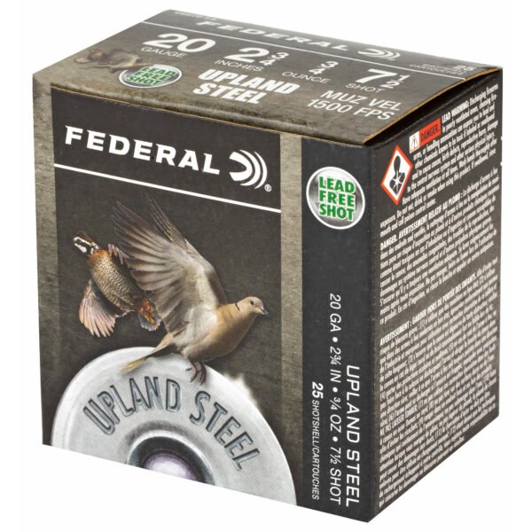 Federal, Upland Steel, 20 Gauge 2.75", #7.5 , 7/8 oz., Steel Shot, 25 Round Box