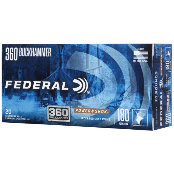 Federal, PowerShok, 360 Buckhammer, 180 Grains, Soft Point, 20 Round Box