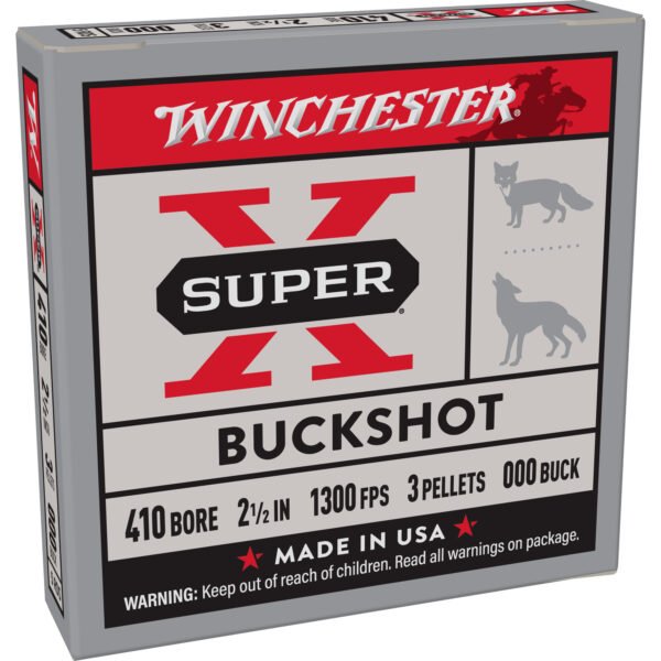 Winchester Ammunition, Super-X, 410 Gauge, 2.5", 000 Buckshot, 3 Pellets,5 Round Box