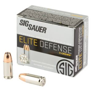 Sig Sauer, Elite Performance V-Crown Ammunition, 9MM, 124 Grain, Jacketed Hollow Point, 20 Round Box