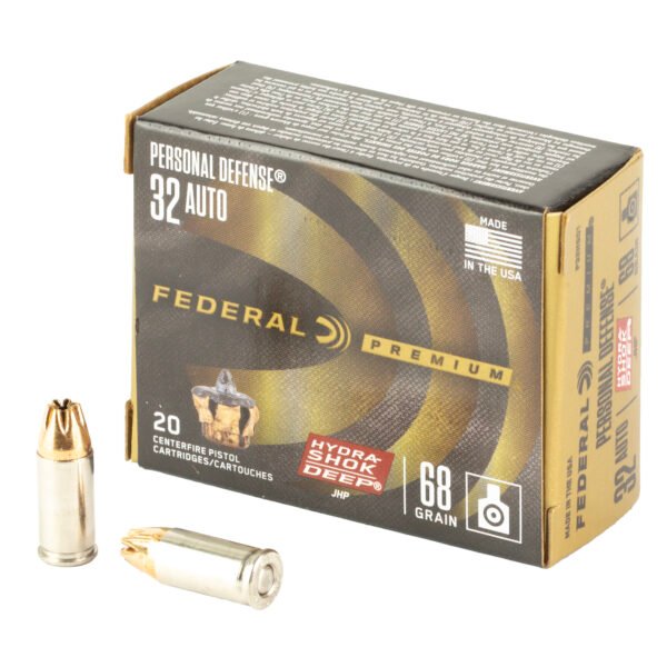FEP32HSD1_1_HR Federal, Personal Defense Hydra-Shok, 32 ACP, 68 Grain