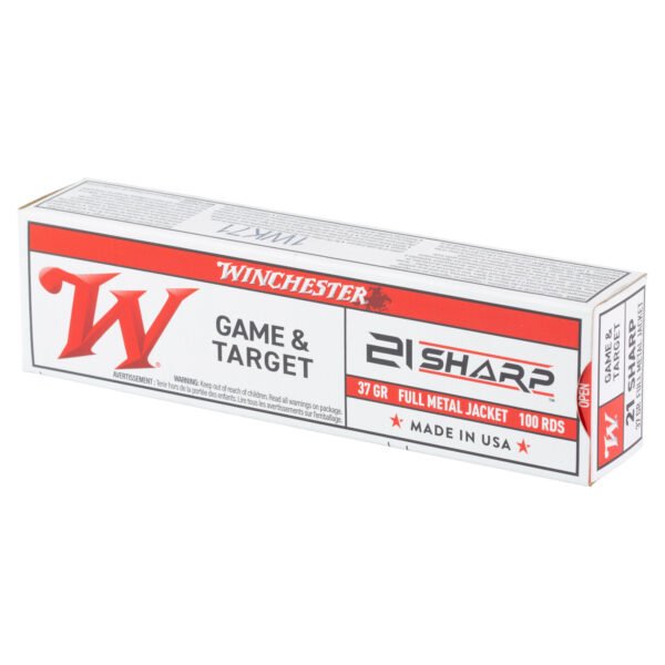 Winchester Ammunition, Game & Target, 21 SHARP, 37 Grain, Full Metal Jacket