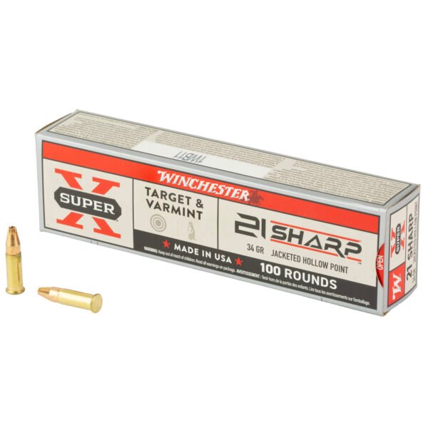 WNX21JHP_1_HR Winchester Ammunition, Target & Varmint, Super-X, 21 SHARP, 34 Grain, Lead Jacketed Hollow Point